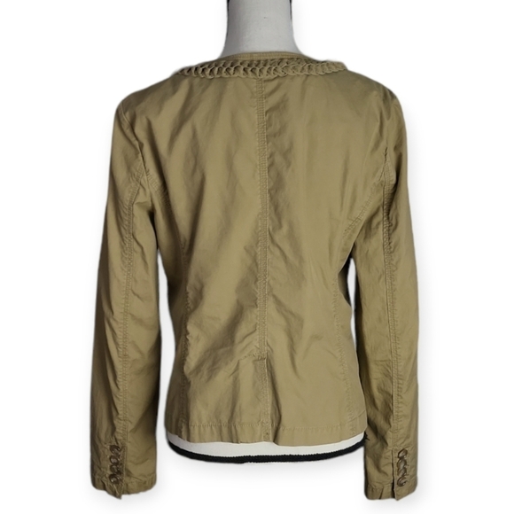 J. Crew Khaki Twill Chino Braided Trim Utility Jacket Size 8 - Picture 3 of 6